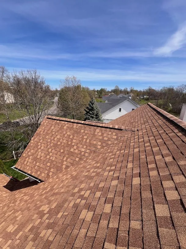Brown architectural shingles on a residential roof
